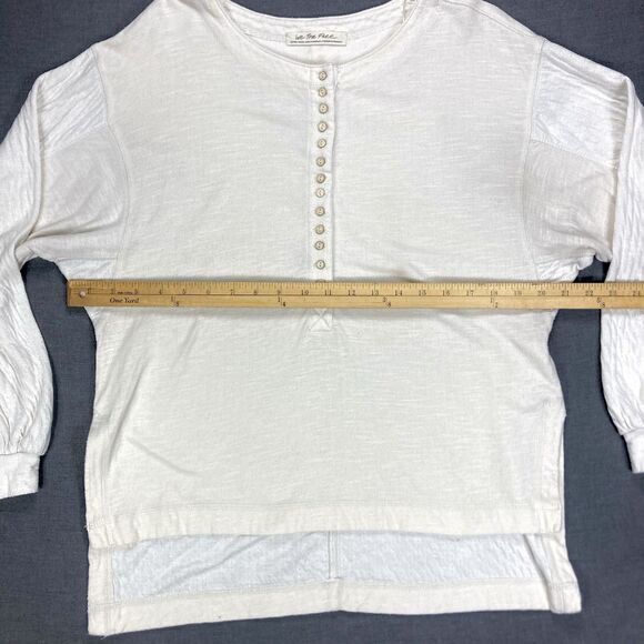 We The Free Back At It Henley Top XS Tan Oversized Slouchy Dolman Sleeves Casual - Picture 11 of 16